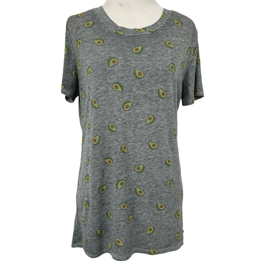 Zoe + Liv Avocado Print Graphic Tee Cute Novelty T Shirt Women M